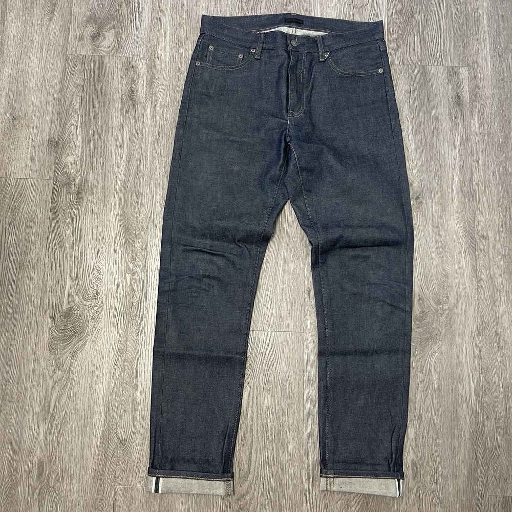 Uniqlo Jeans Mens 30x31 Indigo Blue Selvedge Kaihara Slim Straight Denim